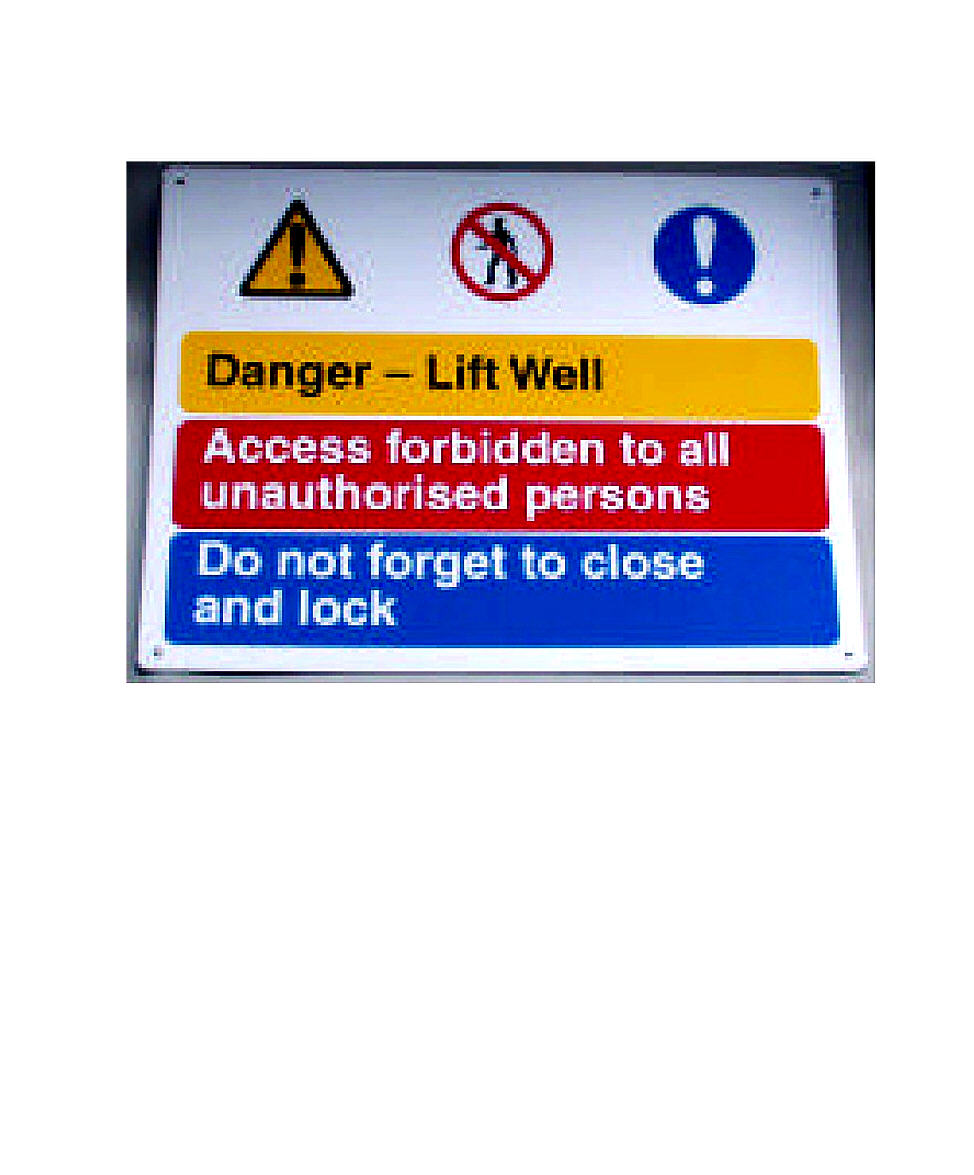 Danger Lift Well Notice Elevator Equipment